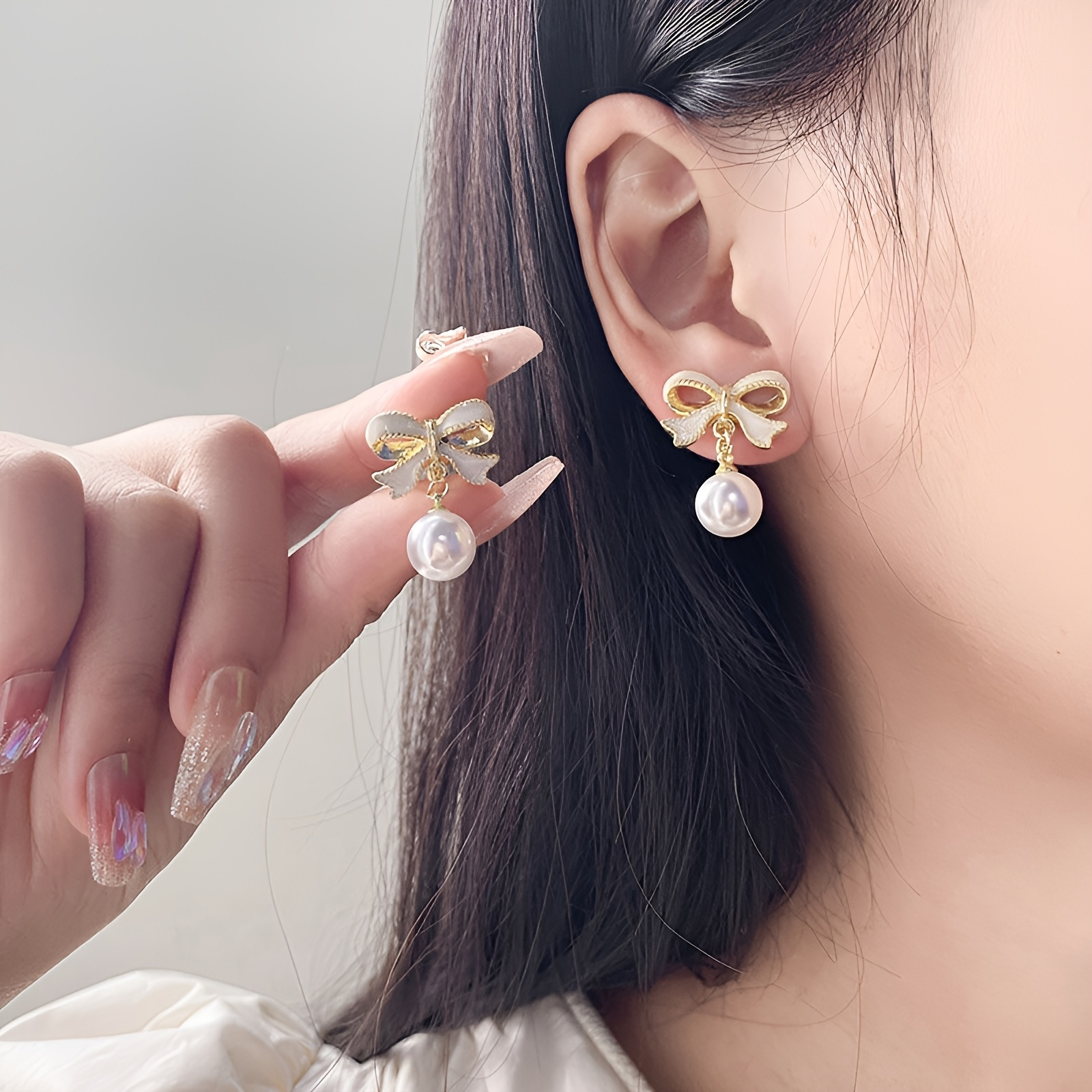 Drop Shaped Bow Earrings for All Seasons - Stud and Hoop Earrings Set